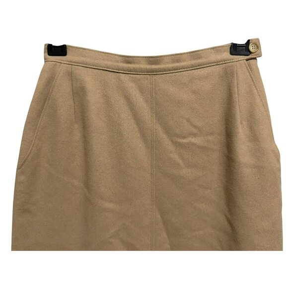 Pendleton Vtg Camel Tan 100% Virgin Wool Straight Skirt Pockets Fully Lined Sz S - Picture 2 of 6